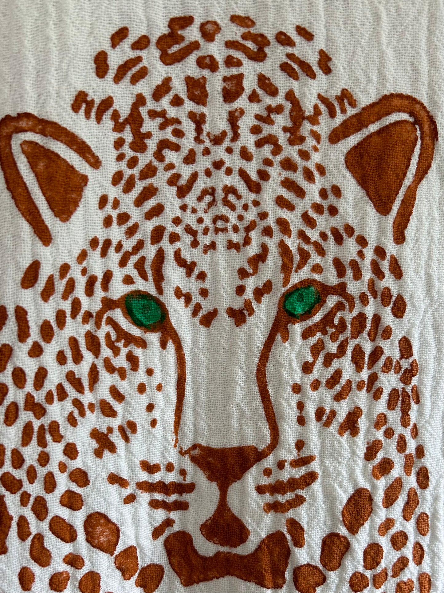 Organic Kimono in White with Cheetah: Short