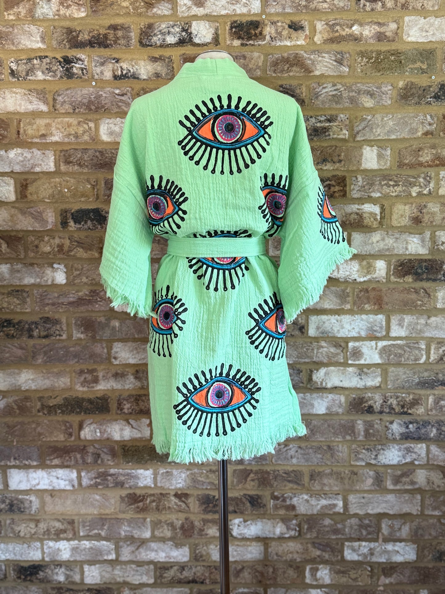 Organic Kimono in Bright Green: Short