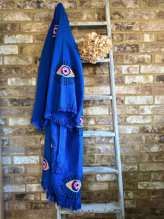 NEW SEASON: Blue Eye Print Kimono Robe: Full Length