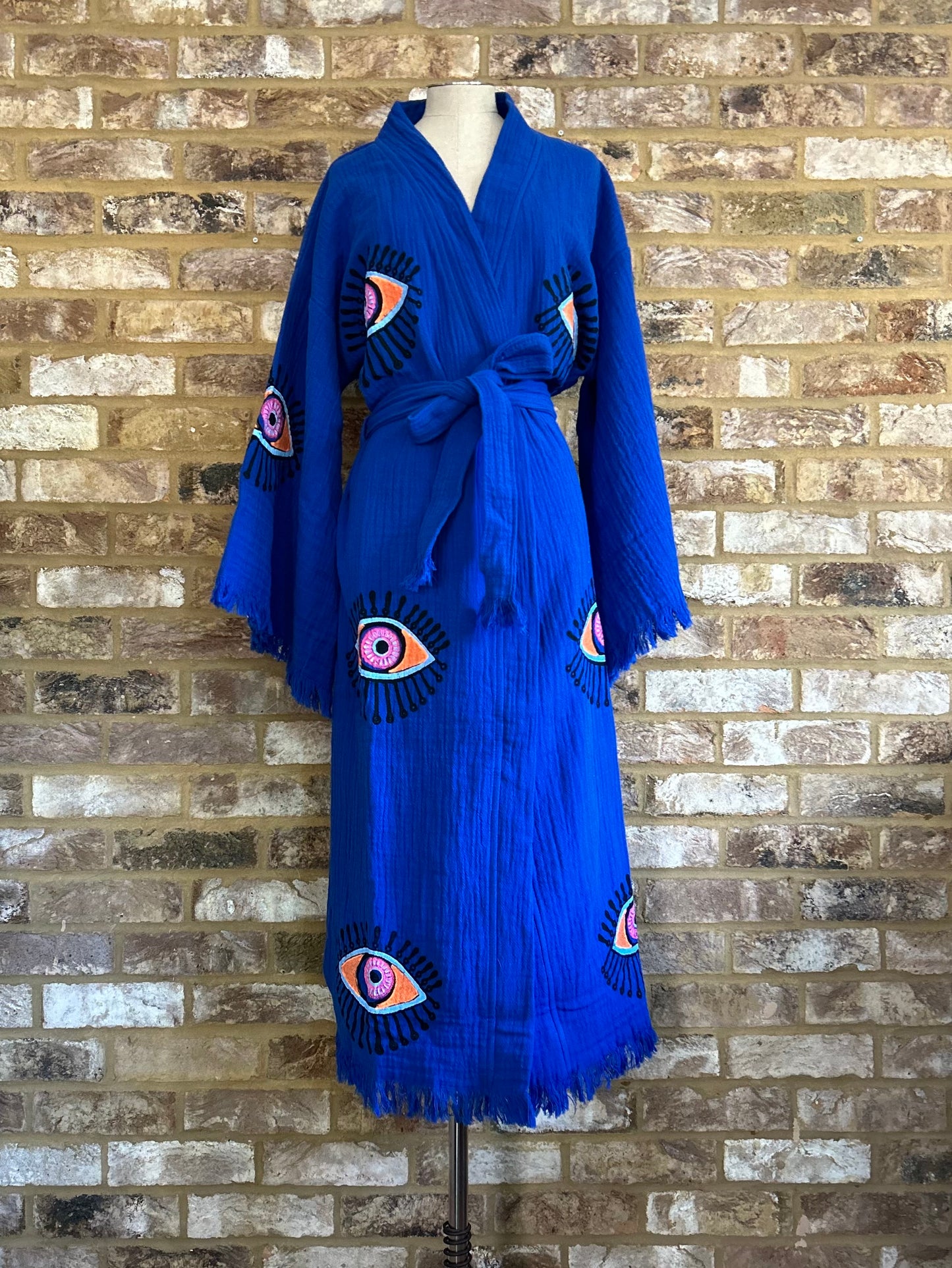 NEW SEASON: Blue Eye Print Kimono Robe: Full Length