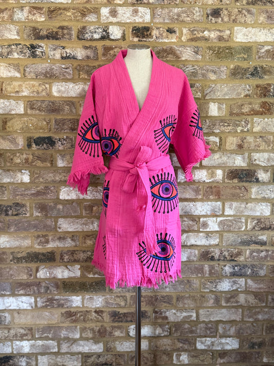 Organic Kimono in Pink: Short