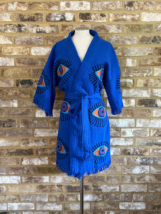 Organic Kimono in Blue: Short