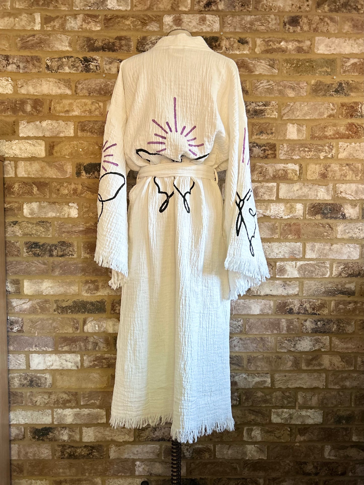 NEW SEASON: White with Butterfly Kimono Robe: Full Length